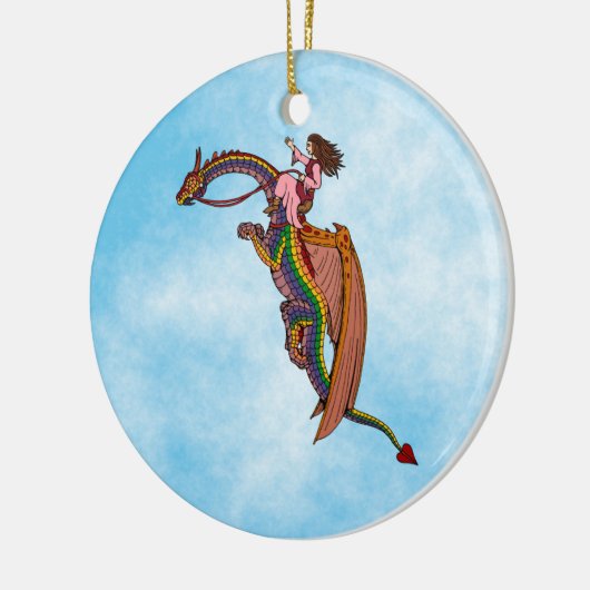 De regenboogdraak uitrusten keramisch ornament (Links)