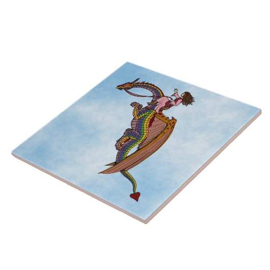 De regenboogdraak uitrusten tegeltje (Zijkant)