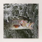 De regenboogforel neemt het witte worm Vist Legpuzzel (Horizontaal)