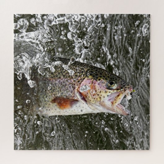 De regenboogforel neemt het witte worm Vist Legpuzzel (Horizontaal)