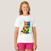 De regenboogkat t-shirt (Voorkant volledig)