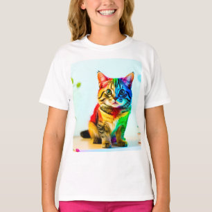 De regenboogkat t-shirt