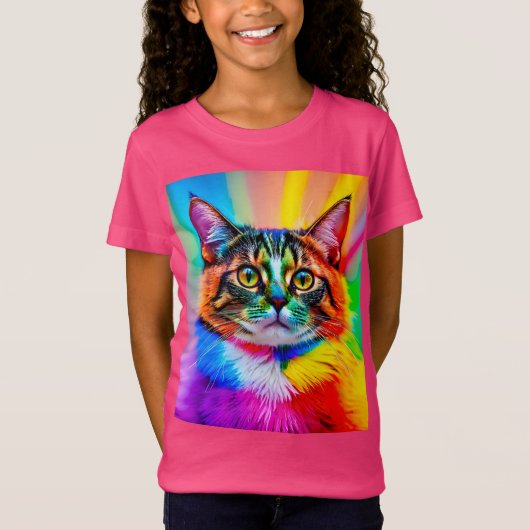 De regenboogkat t-shirt (Voorkant)