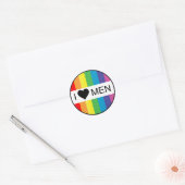 De regenboogliefde... in hart mannen. ronde sticker (Envelop)