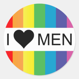 De regenboogliefde... in hart mannen. ronde sticker