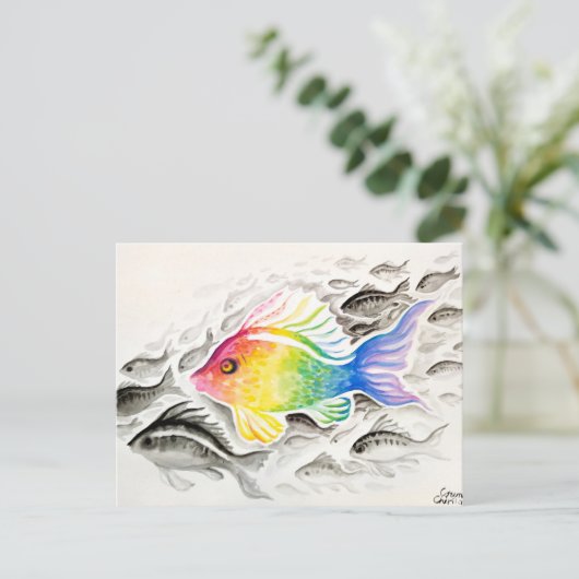 De regenboogvis  briefkaart (Staand voorkant)