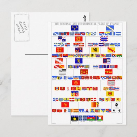 De regionale en departementale vlaggen van Frankri Briefkaart (Voorkant / Achterkant)