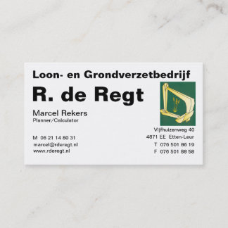 DE Regt Visitekaartje