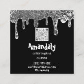 De Reinigingsdiensten Logo QR Code Laundy Logo Sil Vierkante Visitekaartje (Achterkant)