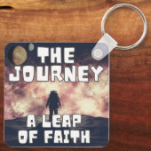 De reis - een sprong van het geloof sleutelhanger (Achterkant)