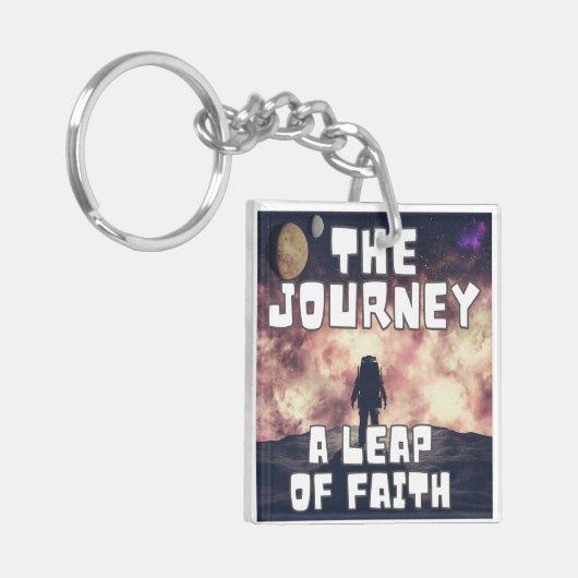 De reis - een sprong van het geloof sleutelhanger (Voorkant Links)