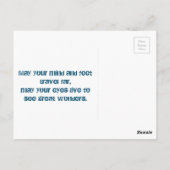 De reis en ziet de wereld briefkaart (Achterkant)