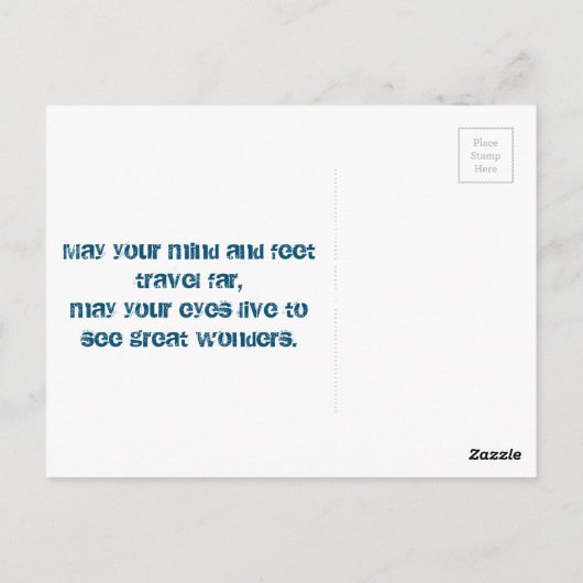 De reis en ziet de wereld briefkaart (Achterkant)