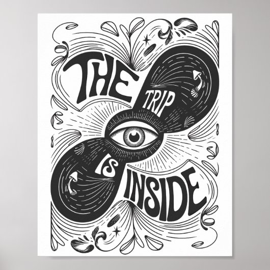 De reis is binnen - psychedelische derde oogvisie poster (Voorkant)