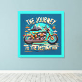 De reis is de bestemming:  motorfiets canvas afdruk (Insitu (Houten vloer))