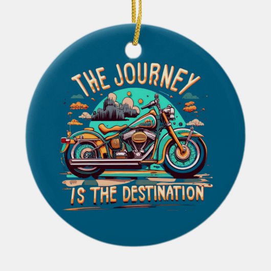 De reis is de bestemming:  motorfiets keramisch ornament (Voorkant)