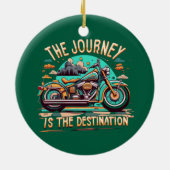 De reis is de bestemming:  motorfiets keramisch ornament (Achterkant)