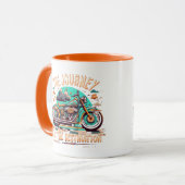 De reis is de bestemming:  motorfiets mok (Voorkant links)