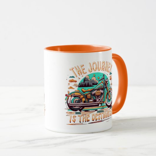 De reis is de bestemming:  motorfiets mok (Voorkant rechts)