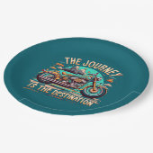 De reis is de bestemming: motorfiets papieren bordje (Gekanteld)