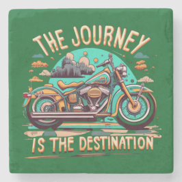 De reis is de bestemming:  motorfiets stenen onderzetter