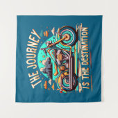 De reis is de bestemming:  motorfiets wandkleed (Voorkant)