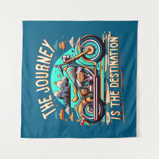 De reis is de bestemming: motorfiets wandkleed (Voorkant)