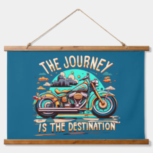 De reis is de bestemming: vintage motorfiets hangend wandkleed