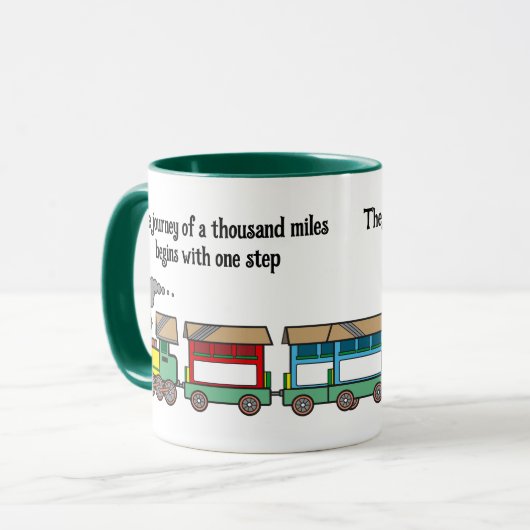 De reis van 1000 km begint met 1 stap mok (Voorkant links)