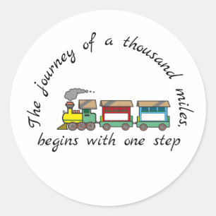 De reis van 1000 km begint met 1 stap ronde sticker