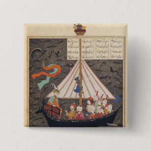 De reis van Alexander de Grote Vierkante Button 5,1 Cm