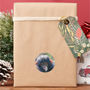 De reis van de baby-chimpansee ronde sticker