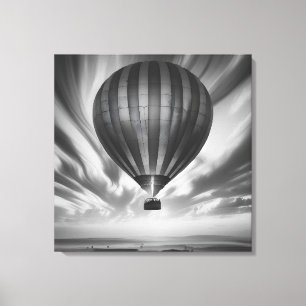 De reis van de ballon: een serene monochrome bekli canvas afdruk