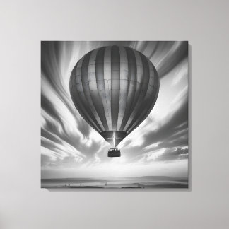 De reis van de ballon: een serene monochrome bekli canvas afdruk