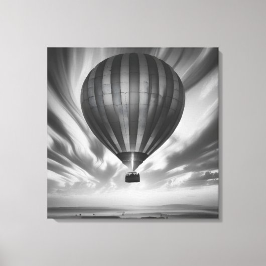 De reis van de ballon: een serene monochrome bekli canvas afdruk (Voorkant)