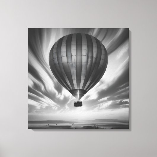 De reis van de ballon: een serene monochrome bekli canvas afdruk (Voorkant)