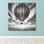 De reis van de ballon: een serene monochrome bekli canvas afdruk (Insitu (Houten vloer))