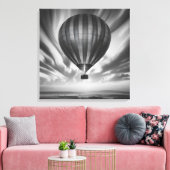 De reis van de ballon: een serene monochrome bekli canvas afdruk (Insitu (Woonkamer))