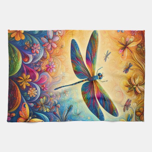 De reis van de libel theedoek (Horizontaal)