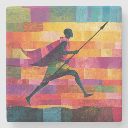 De reis van de Maasai krijger Stenen Onderzetter (Voorkant)