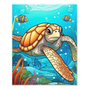 De reis van een Zee schildpad Foto Afdruk