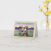 De Reis van het been!: Basset reisgroeten Kaart (Gele Bloem)