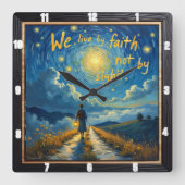 De reis van het geloof: voorbij wat je ziet vierkante klok (Voorkant)