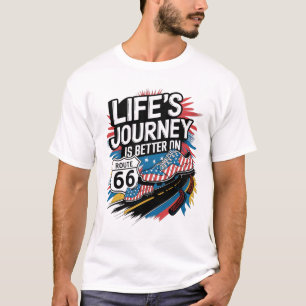 De reis van het leven is beter op Route 66 Illustr T-shirt