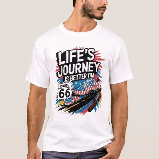 De reis van het leven is beter op Route 66 Illustr T-shirt (Voorkant)