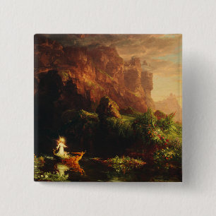 De reis van het leven: Kindertijd door Thomas Cole Vierkante Button 5,1 Cm