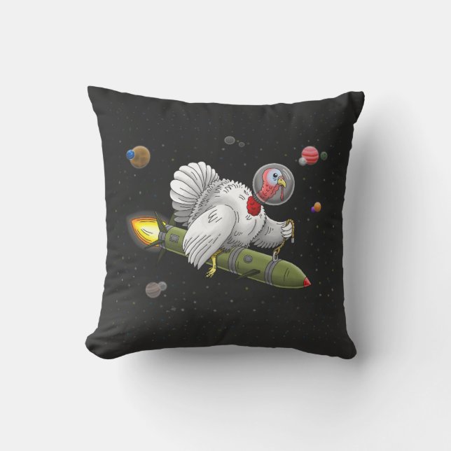 De reis van Rocket Turkey door de ruimte Kussen (Voorkant)
