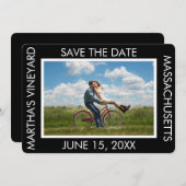 de reisbestemming van de douanefoto sparen de datu save the date (Voorkant / Achterkant)