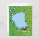 de reiskaart van het molenmeer Minnesota. Briefkaart (Voorkant / Achterkant)