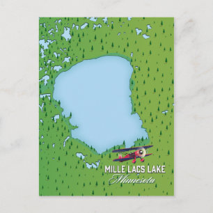 de reiskaart van het molenmeer Minnesota. Briefkaart